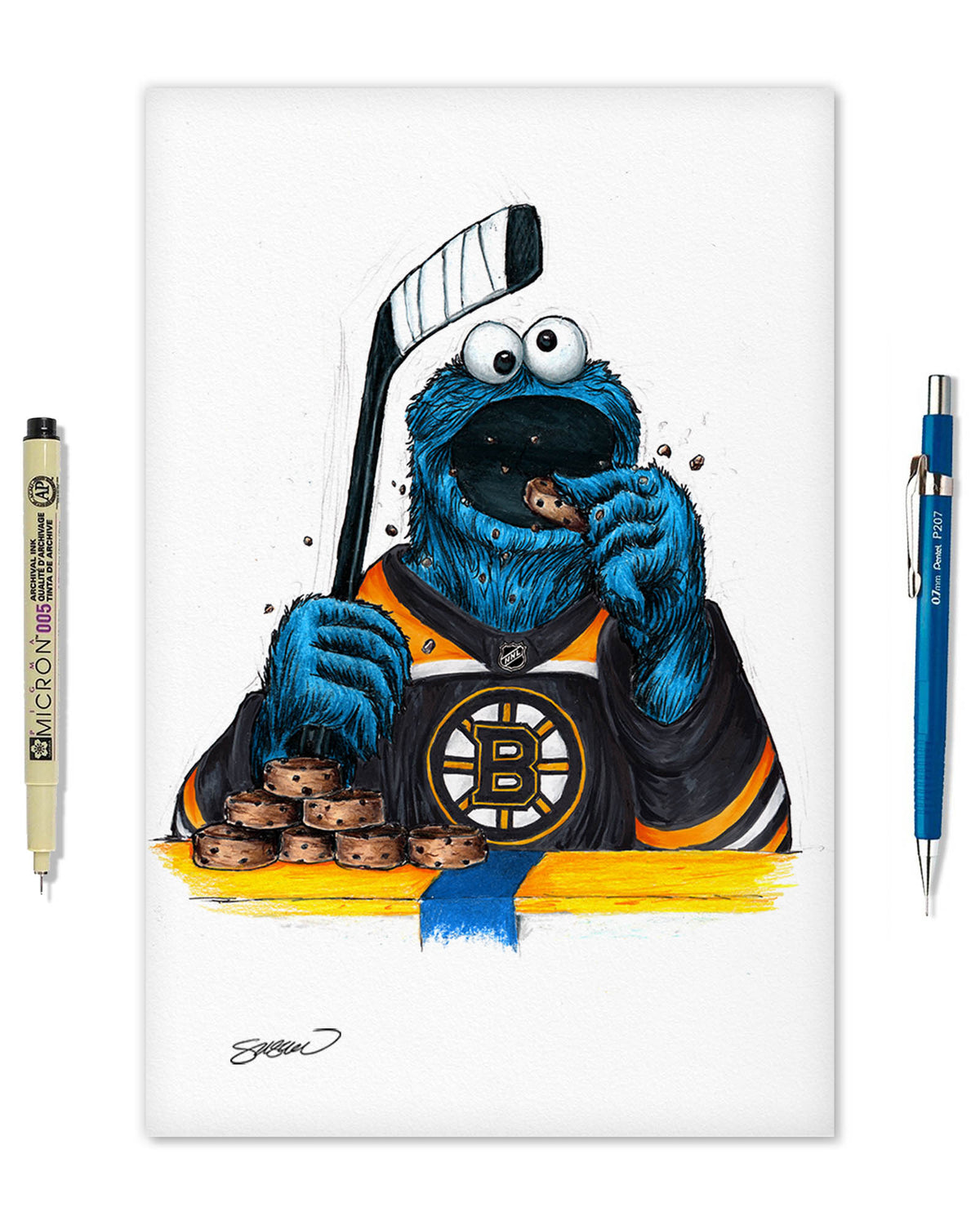Cookie Monster x NHL Bruins Limited Edition Fine Art Print