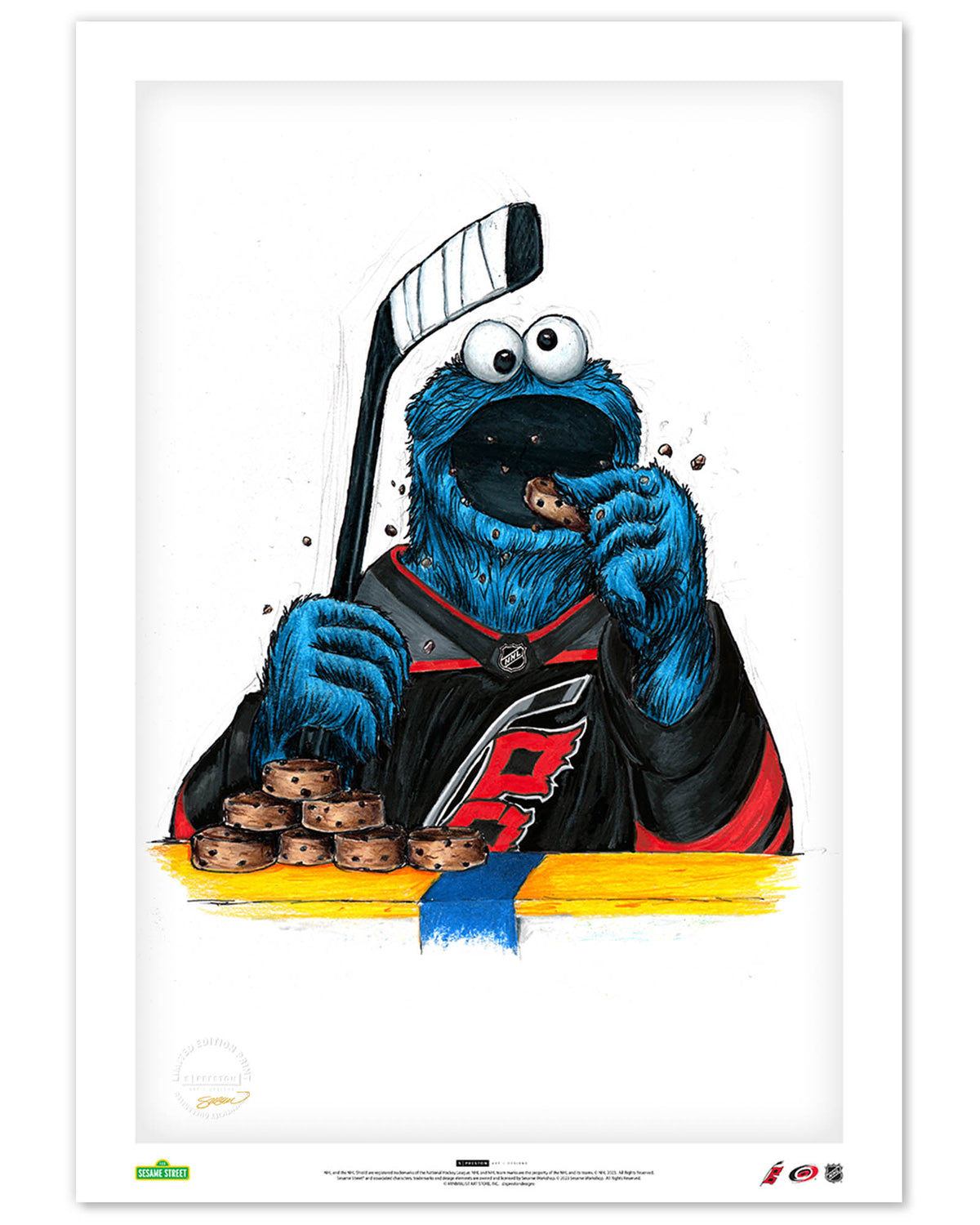 Cookie Monster x NHL Hurricanes Limited Edition Fine Art Print