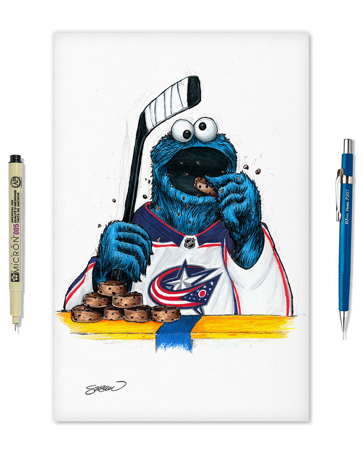 Cookie Monster x NHL Blue Jackets Limited Edition Fine Art Print