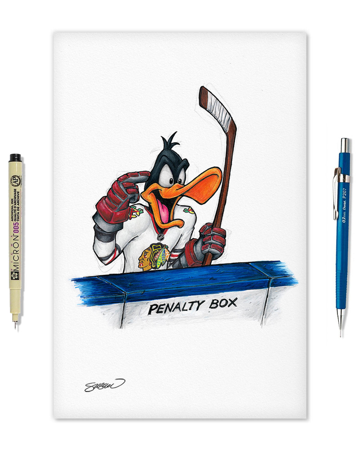 Duck Season Hockey Season x NHL Blackhawks Daffy Duck Limited Edition Fine Art Print