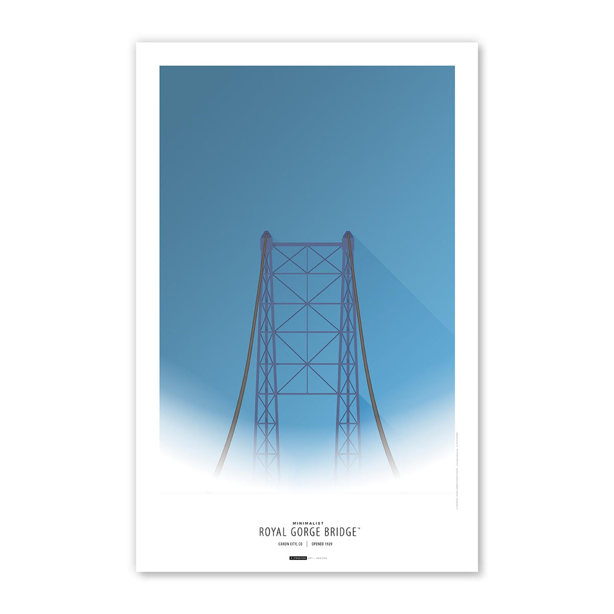 Minimalist Royal Gorge Bridge Poster Print- Colorado