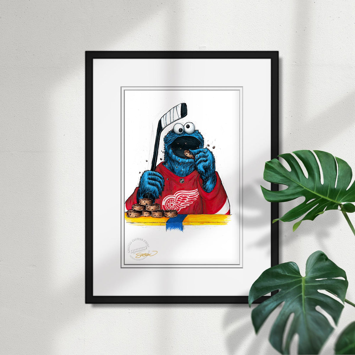 Cookie Monster x NHL Red Wings Limited Edition Fine Art Print