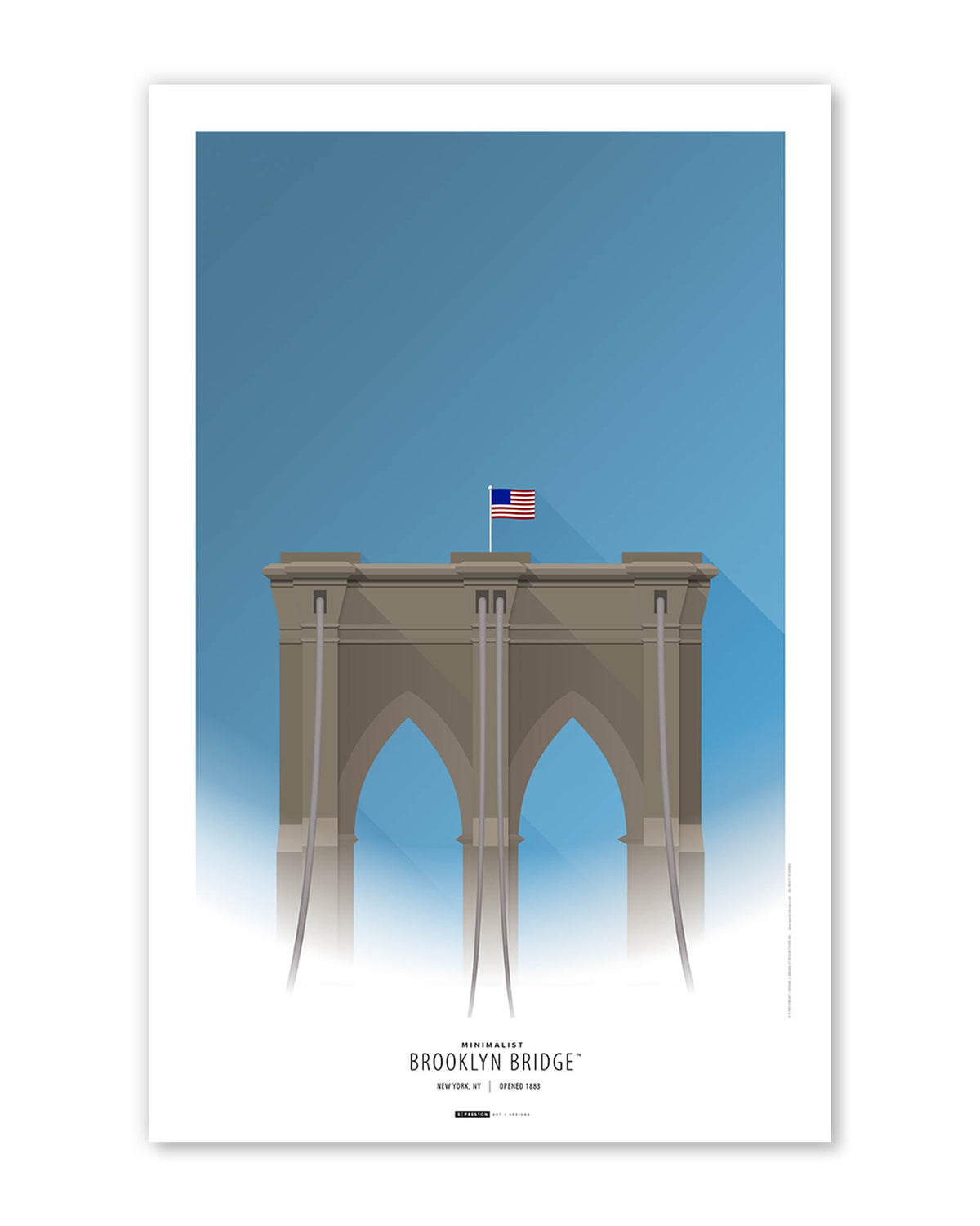 Minimalist Brooklyn Bridge Poster Print - New York City