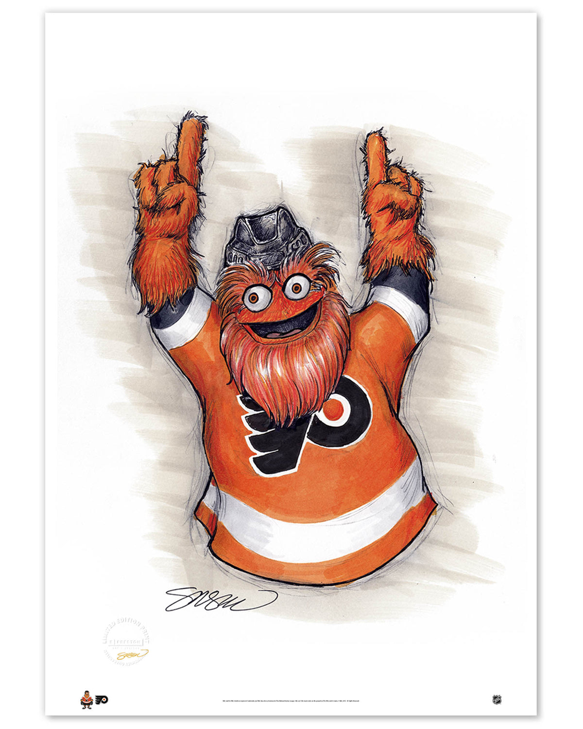 Gritty - Philadelphia Flyers Mascot Ink Sketch Print