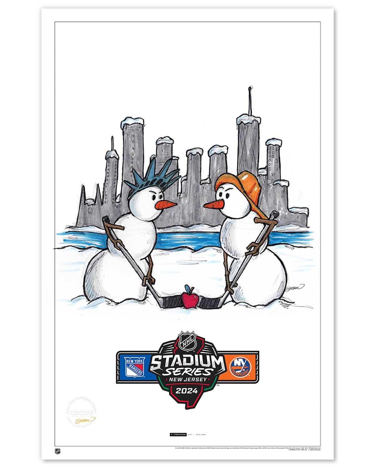 2024 NHL Stadium Series Sketch Limited Edition Art Prints - NYR vs NYI