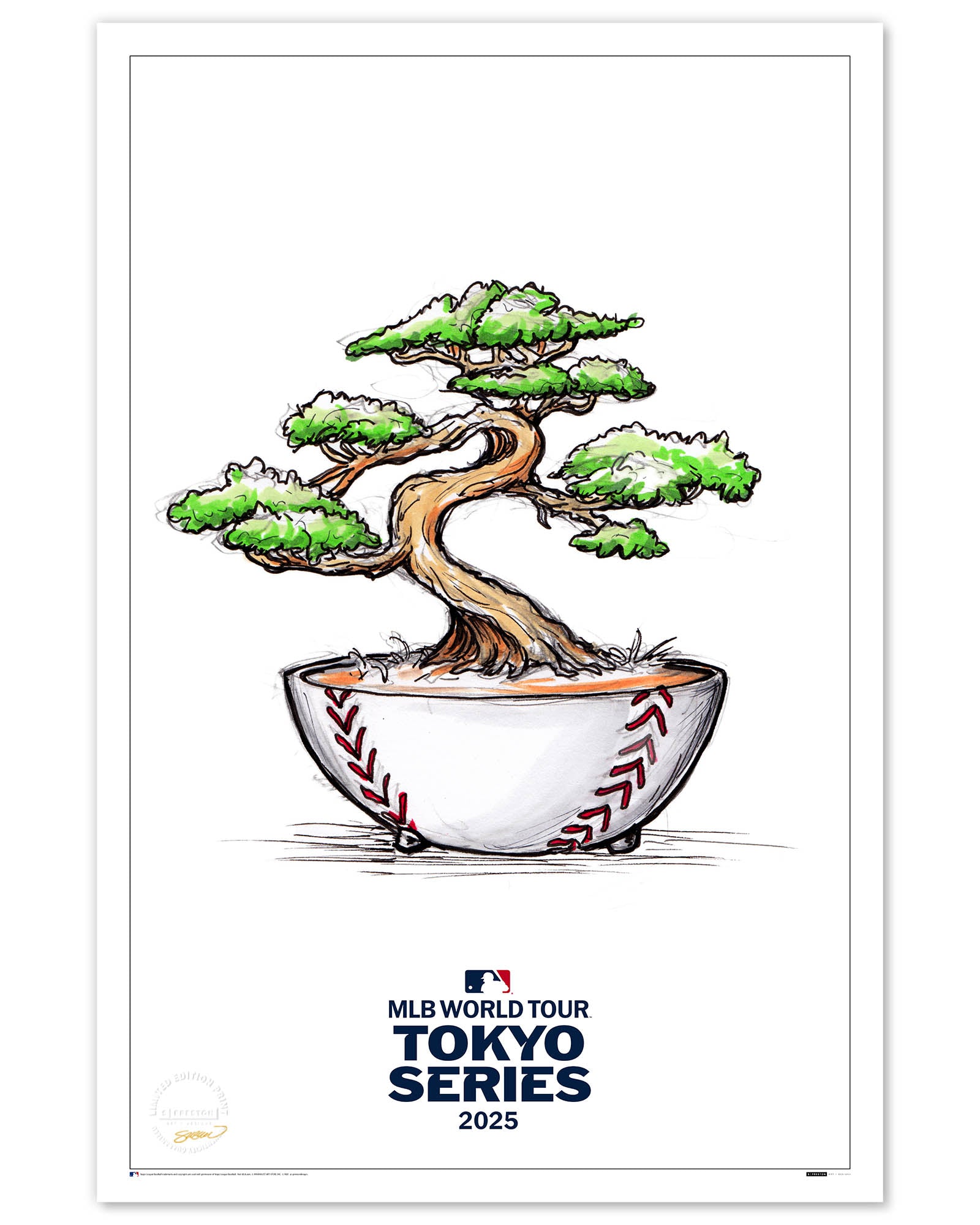 2025 MLB Tokyo Series Sketch Limited Edition Art Prints – S