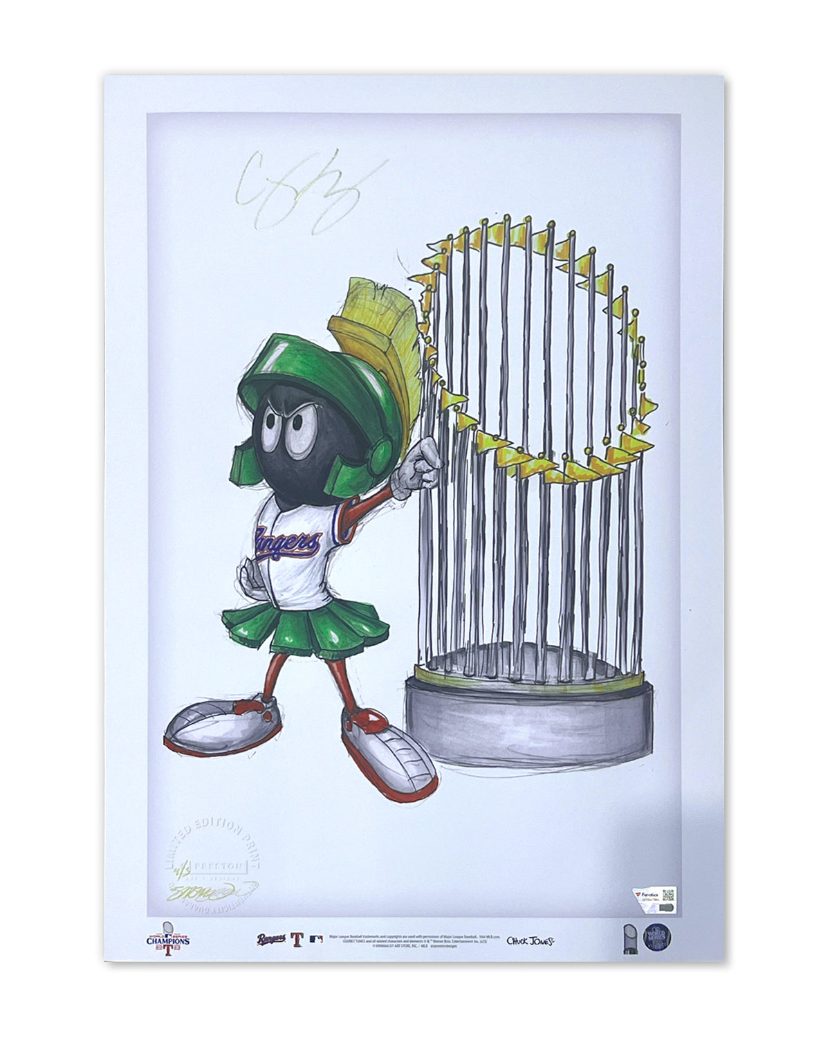 Minimalist World Series 2023 Marvin the Martian Corey Seager Signed 