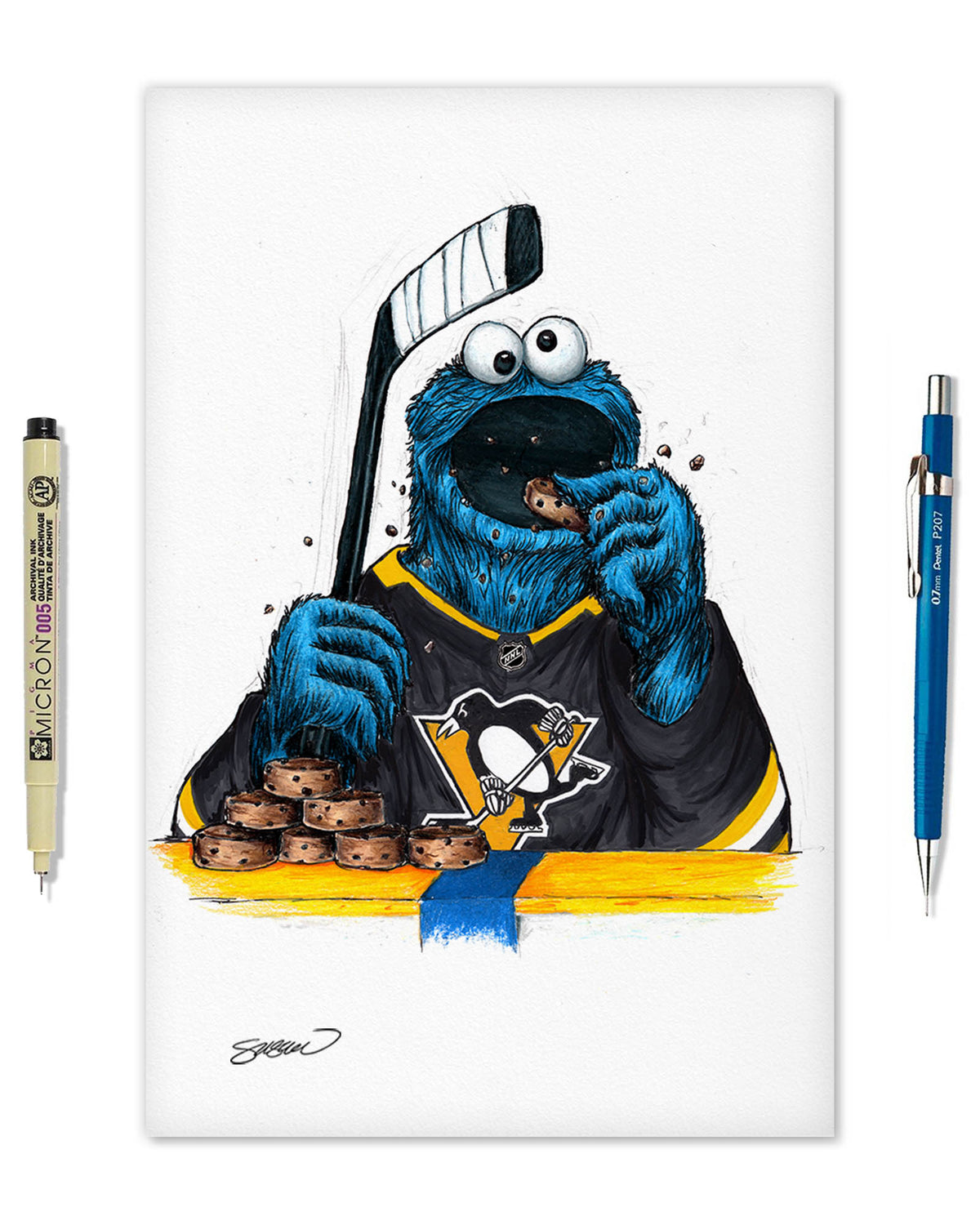 Cookie Monster x NHL Penguins Limited Edition Fine Art Print