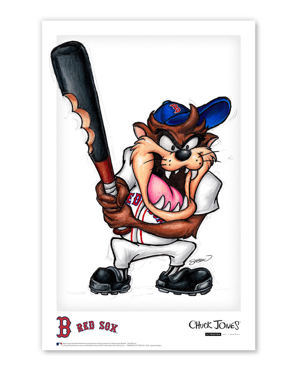 Taz On Deck x MLB - Red Sox Poster Print by S. Preston – S