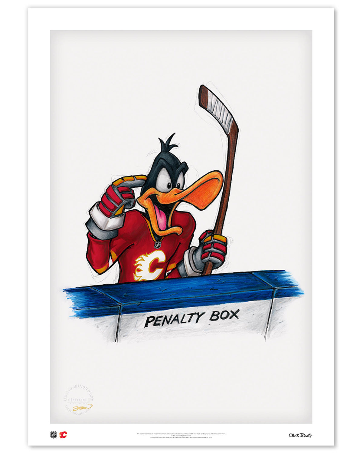 Duck Season Hockey Season x NHL Calgary Flames Daffy Duck Limited Edition Fine Art Print