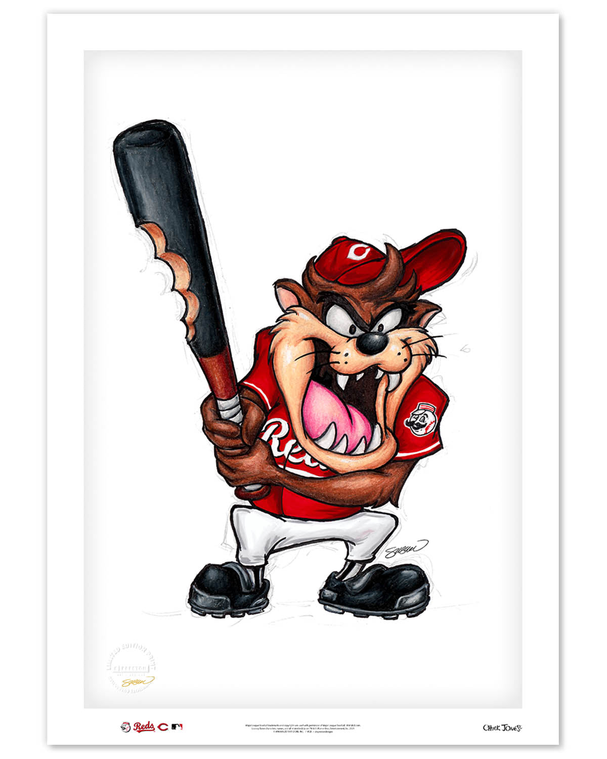 Taz on Deck x MLB Reds Limited Edition Fine Art Print