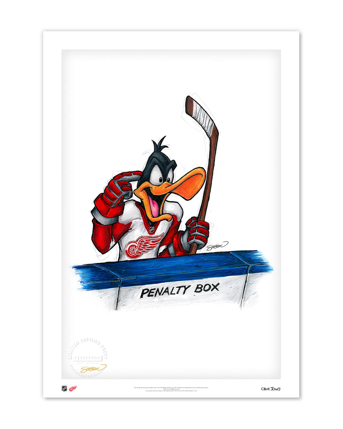 Duck Season Hockey Season x NHL Red Wings Daffy Duck Limited Edition Fine Art Print