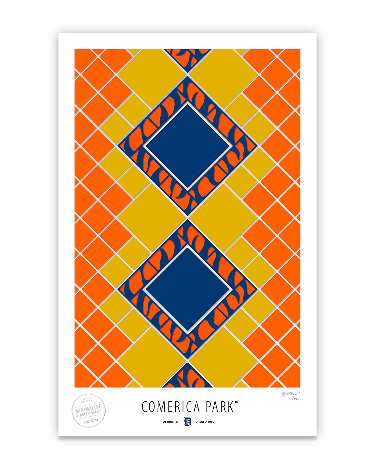 Minimalist Comerica Park Fine Art Print