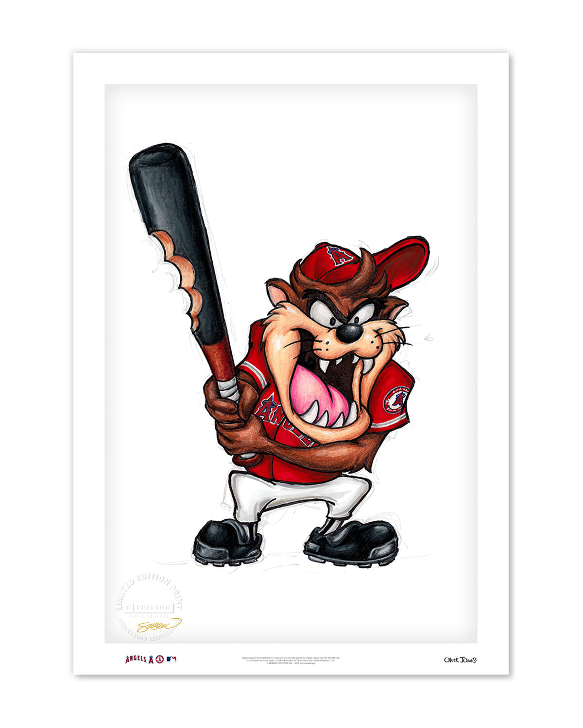 Taz On Deck x MLB Angels Limited Edition Fine Art Print