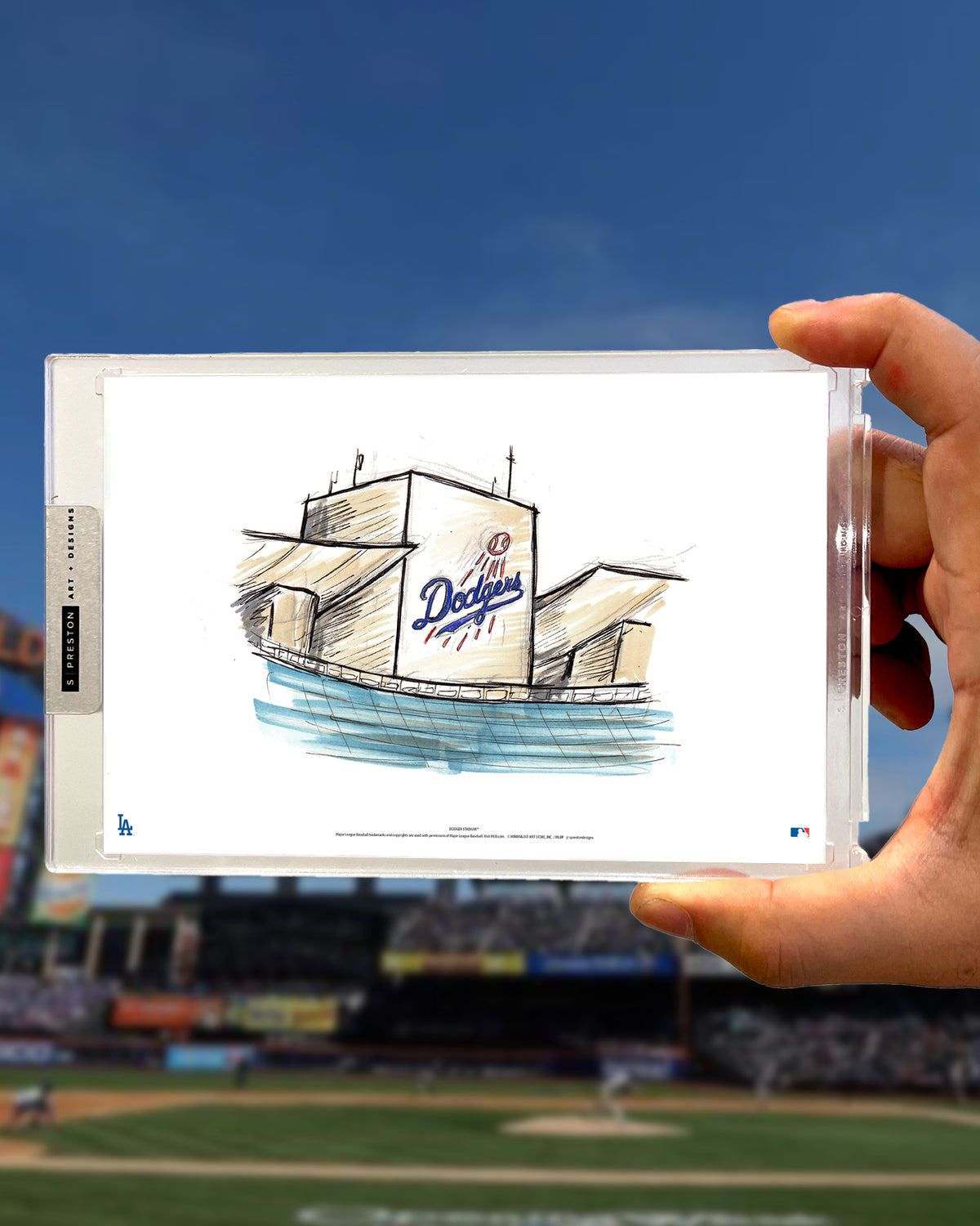 Dodger Stadium Ink Sketch Limited Edition Art Card Slab
