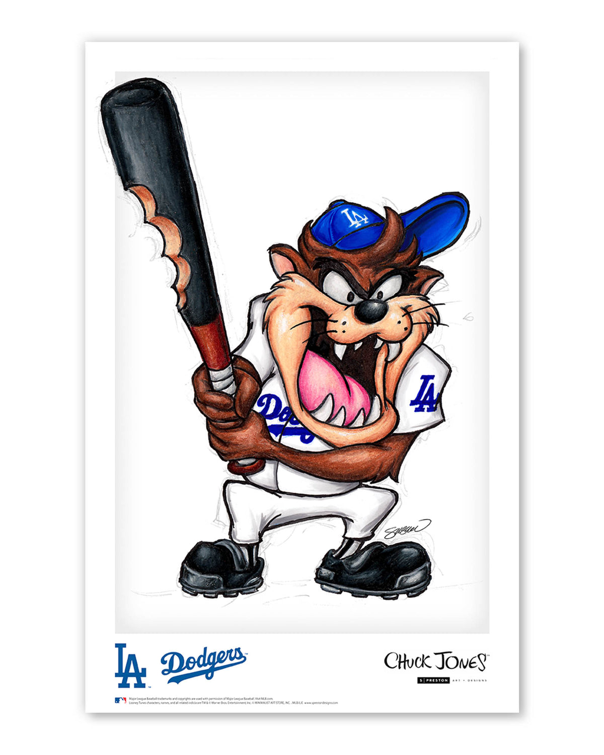 Taz On Deck x MLB Dodgers Poster Print
