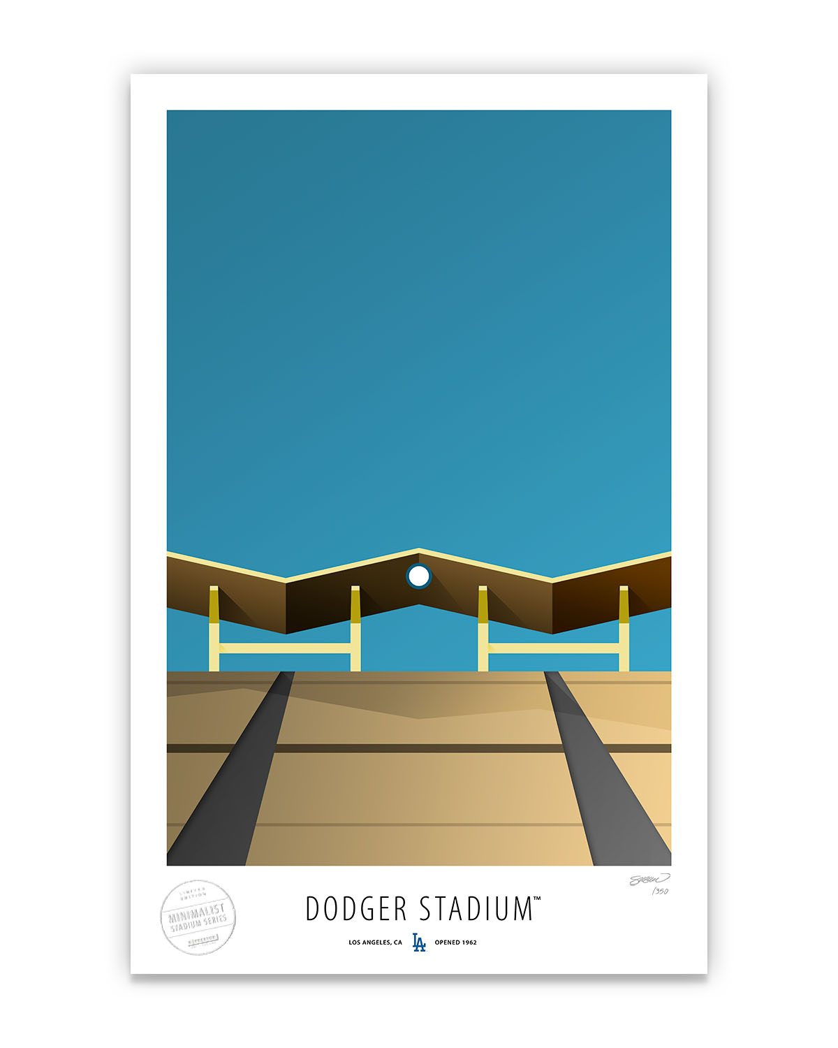 Minimalist Dodger Stadium Fine Art Print