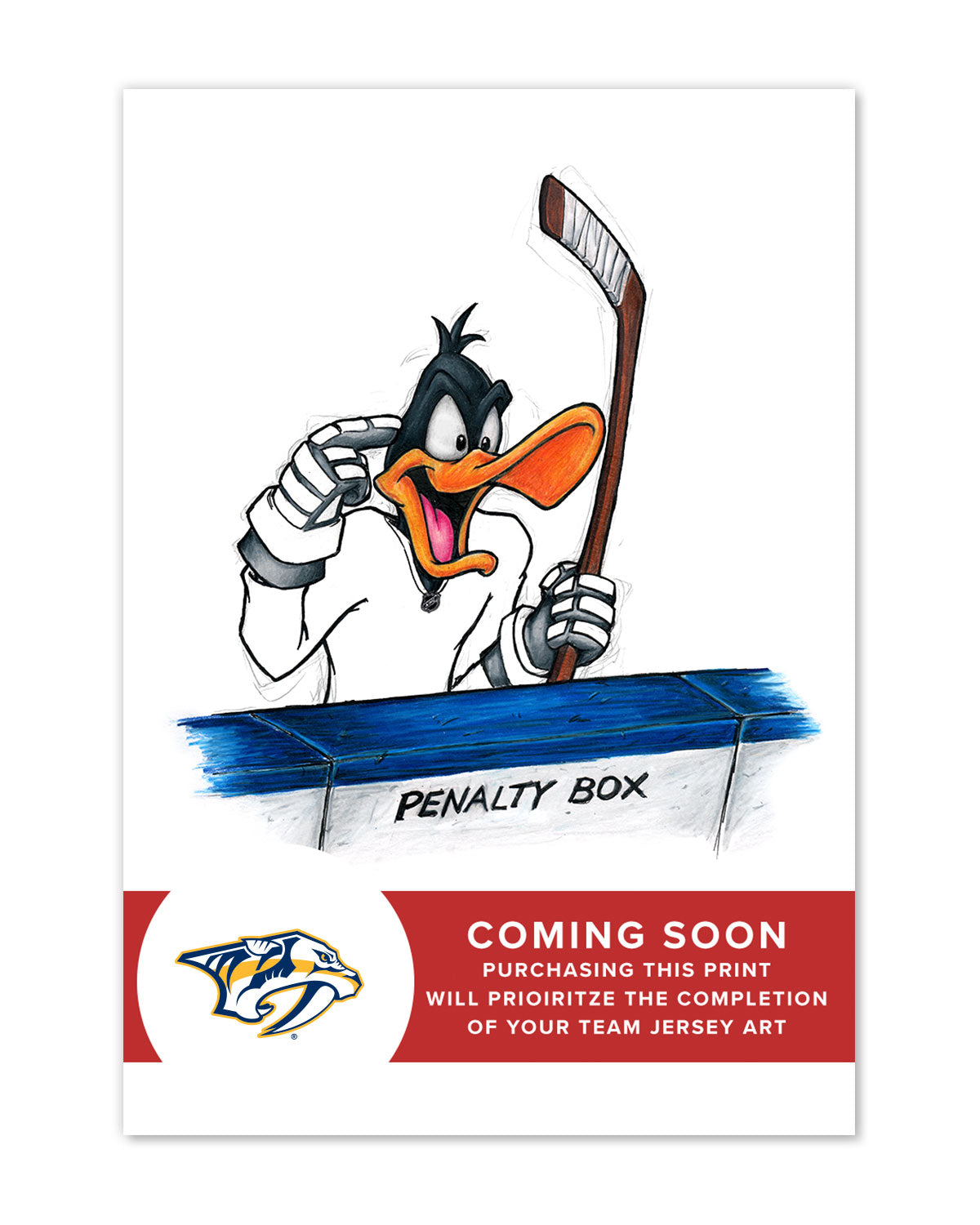 Duck Season Hockey Season x NHL Predators Daffy Duck Limited Edition Fine Art Print