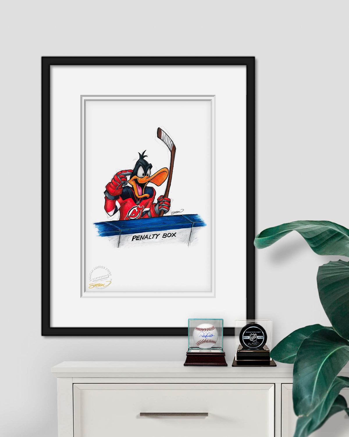 Duck Season Hockey Season x NHL Devils Daffy Duck Limited Edition Fine Art Print