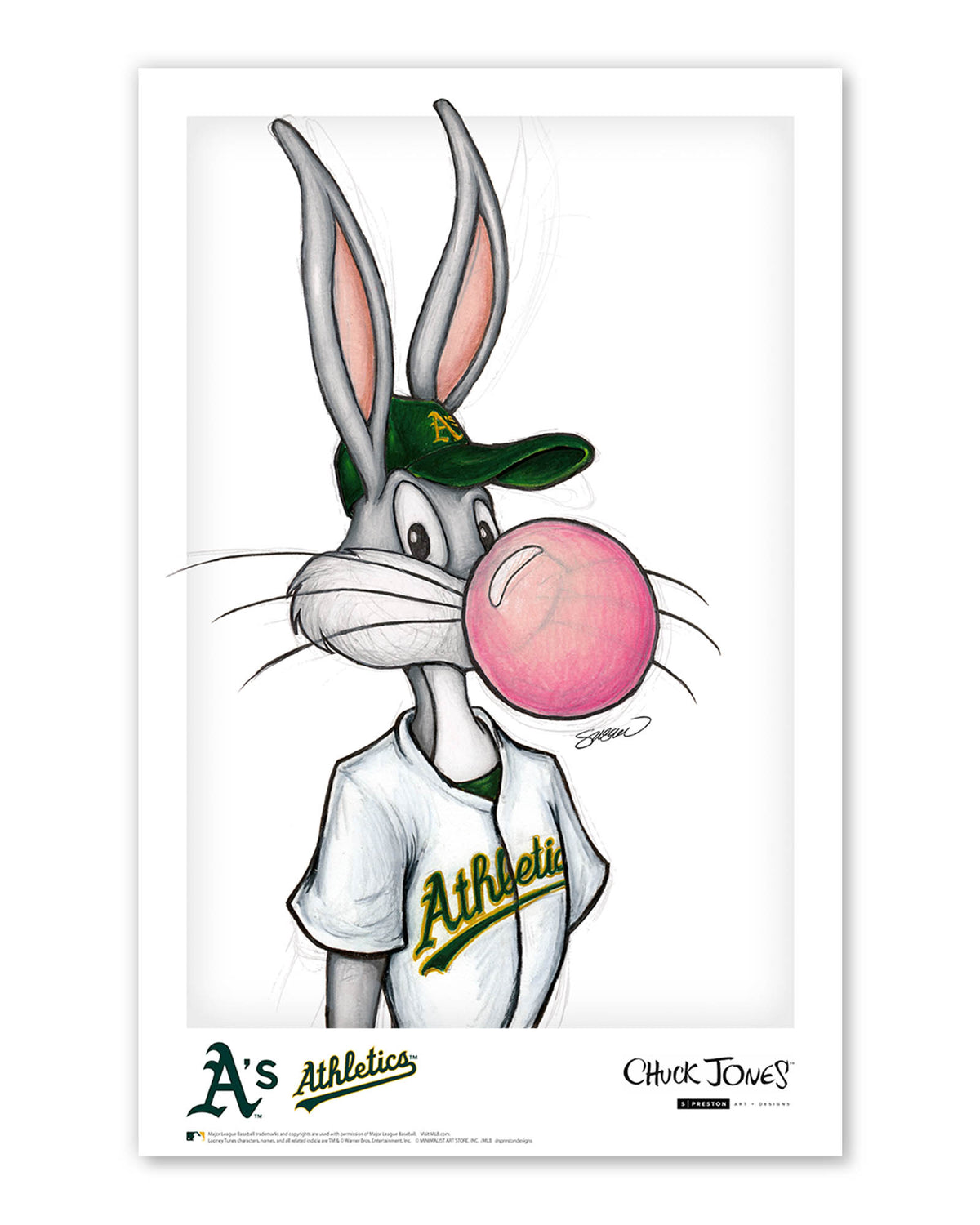 Bubblegum Bugs x MLB Oakland Athletics Bugs Bunny Poster Print