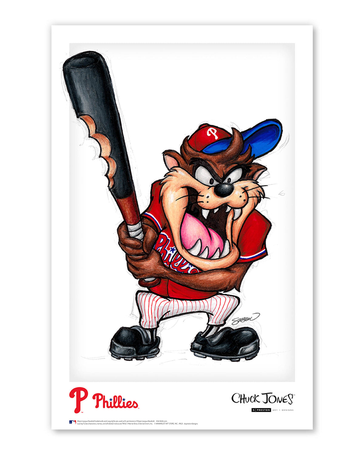 Taz On Deck x MLB Phillies Poster Print