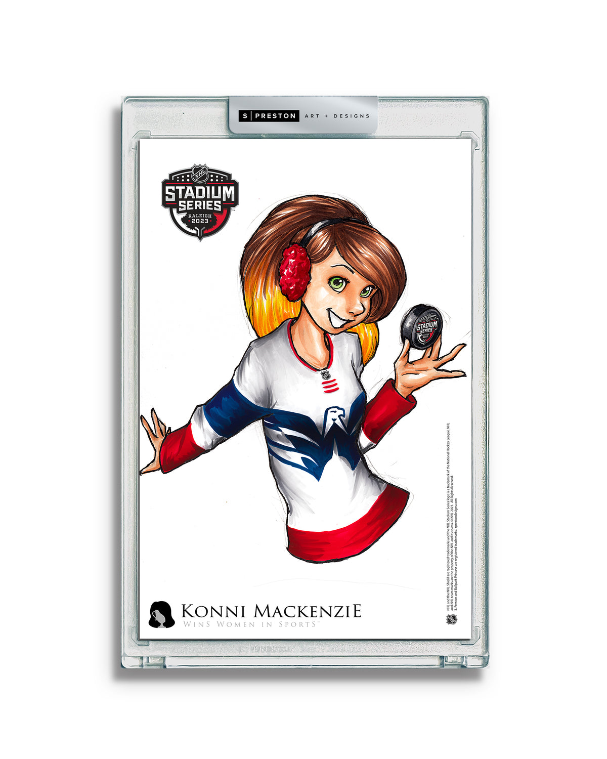 WinS® NHL Konni Mackenzie 2023 Stadium Series Capitals Jersey Limited Edition Art Card Slab