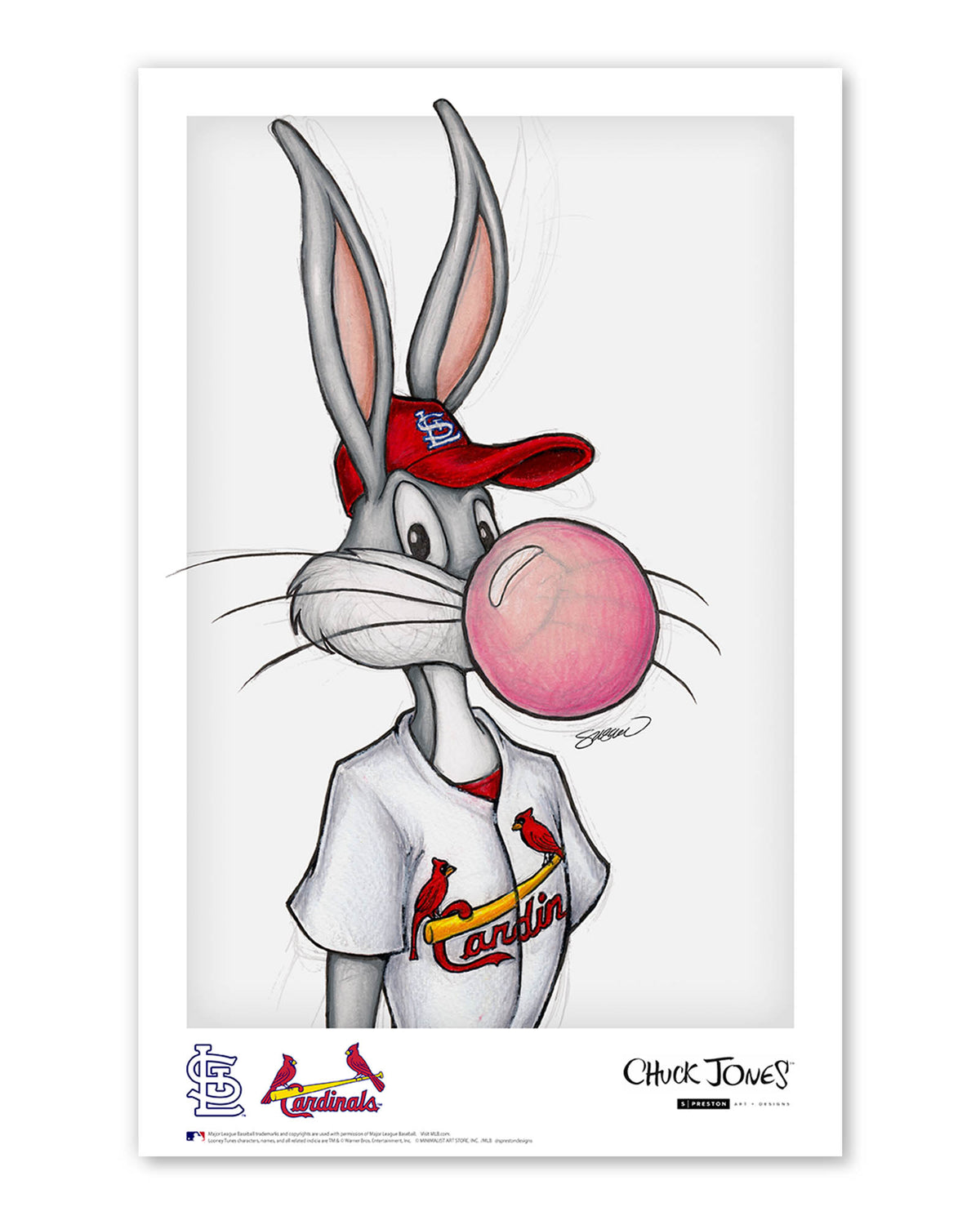 Bubblegum Bugs x MLB Cardinals Bugs Bunny Poster Print