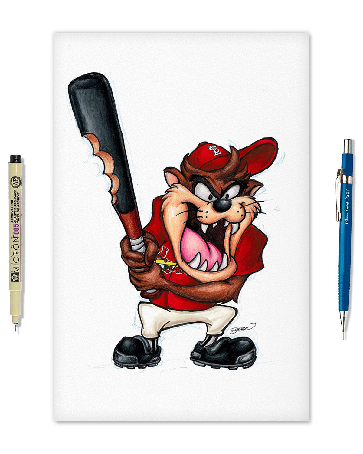 Taz On Deck x MLB Cardinals Limited Edition Fine Art Print