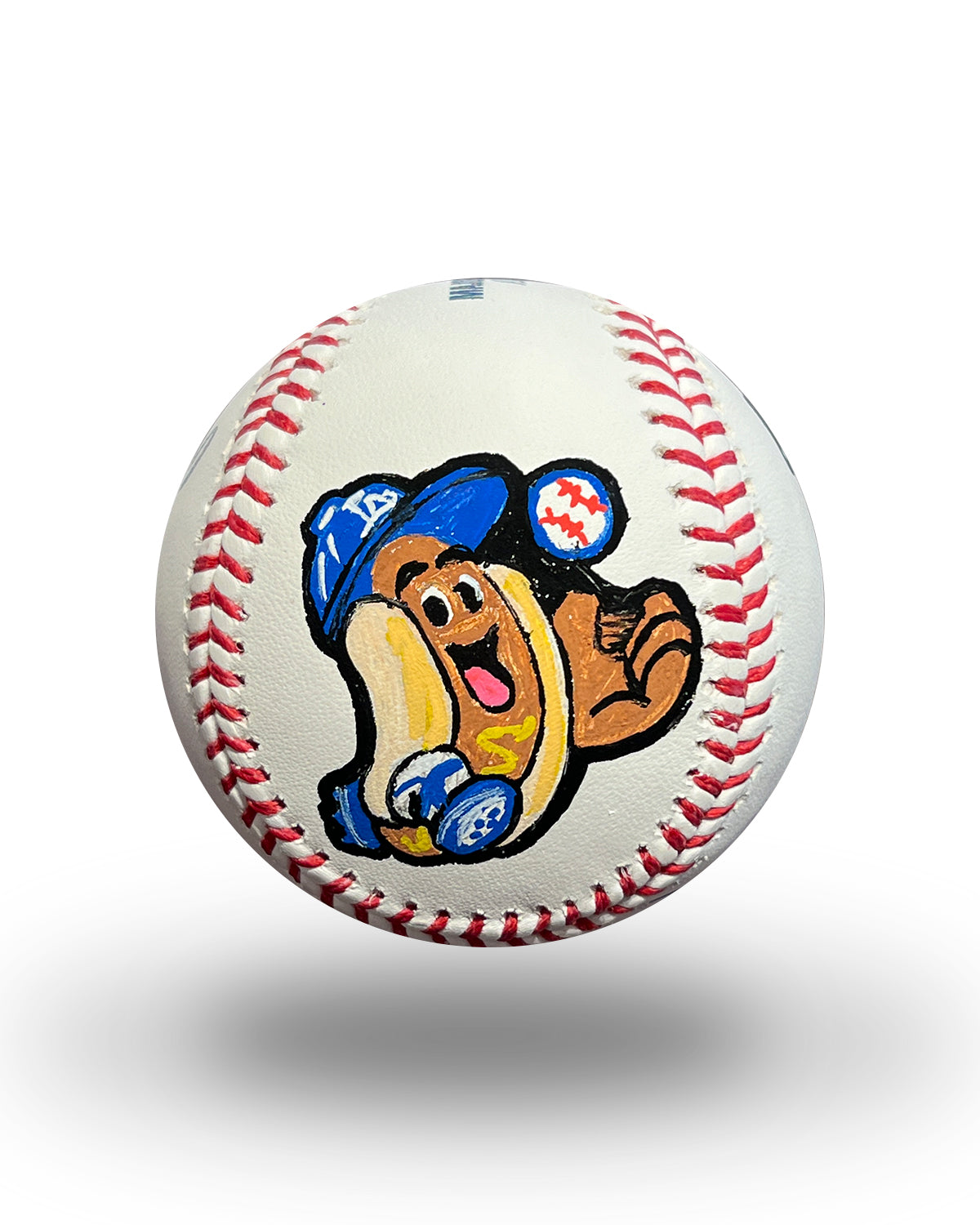 Baby Dodger Dog Hand-Painted Baseball Art
