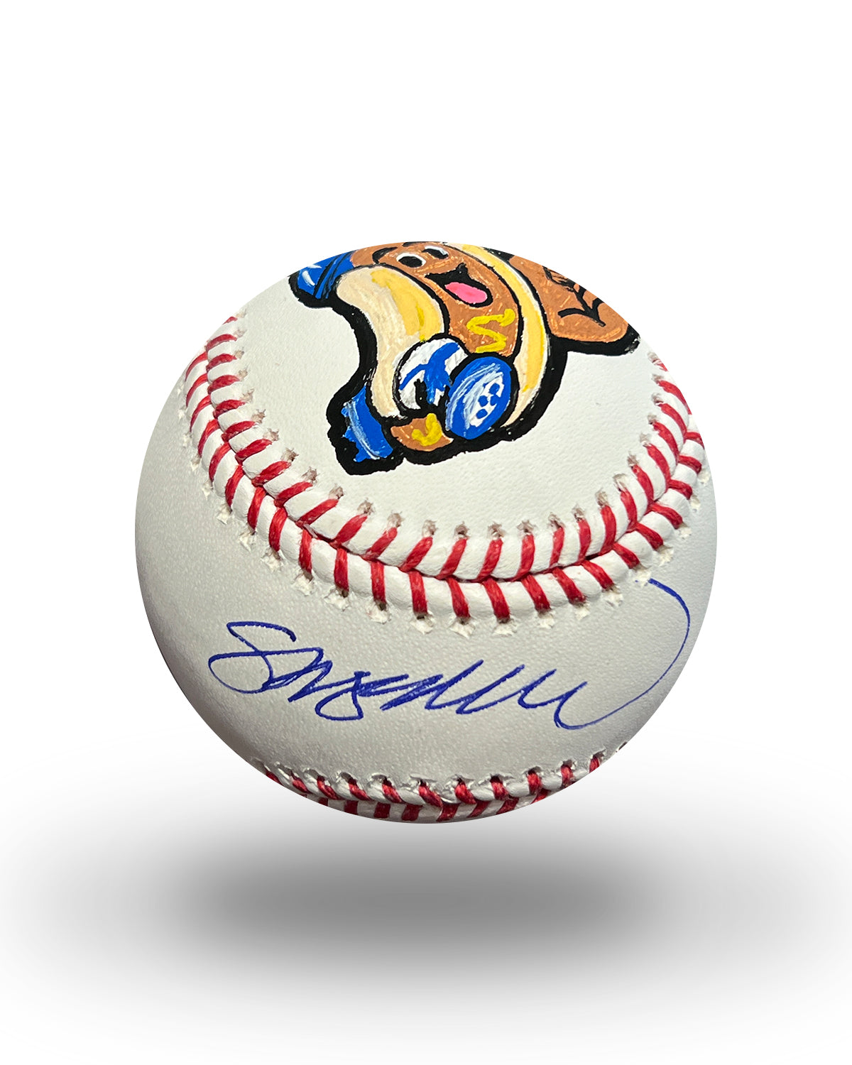 Baby Dodger Dog Hand-Painted Baseball Art