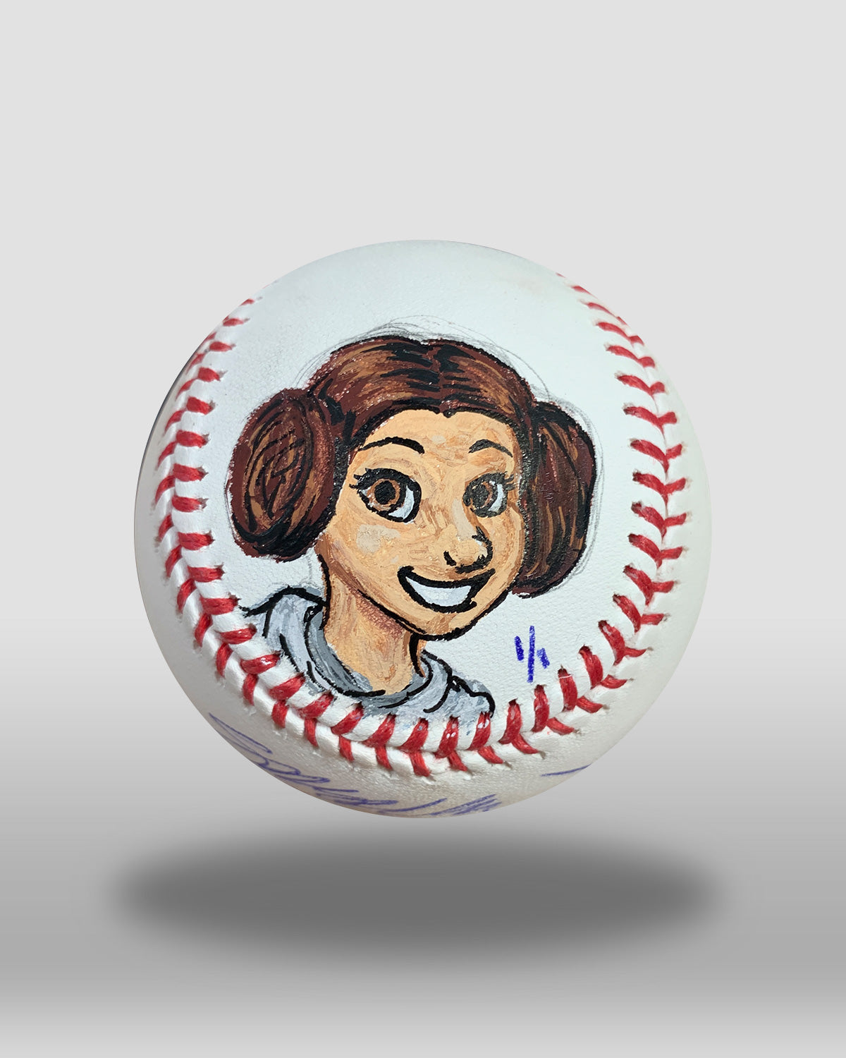 Ballpark Princess Leia Hand-Drawn Baseball Art