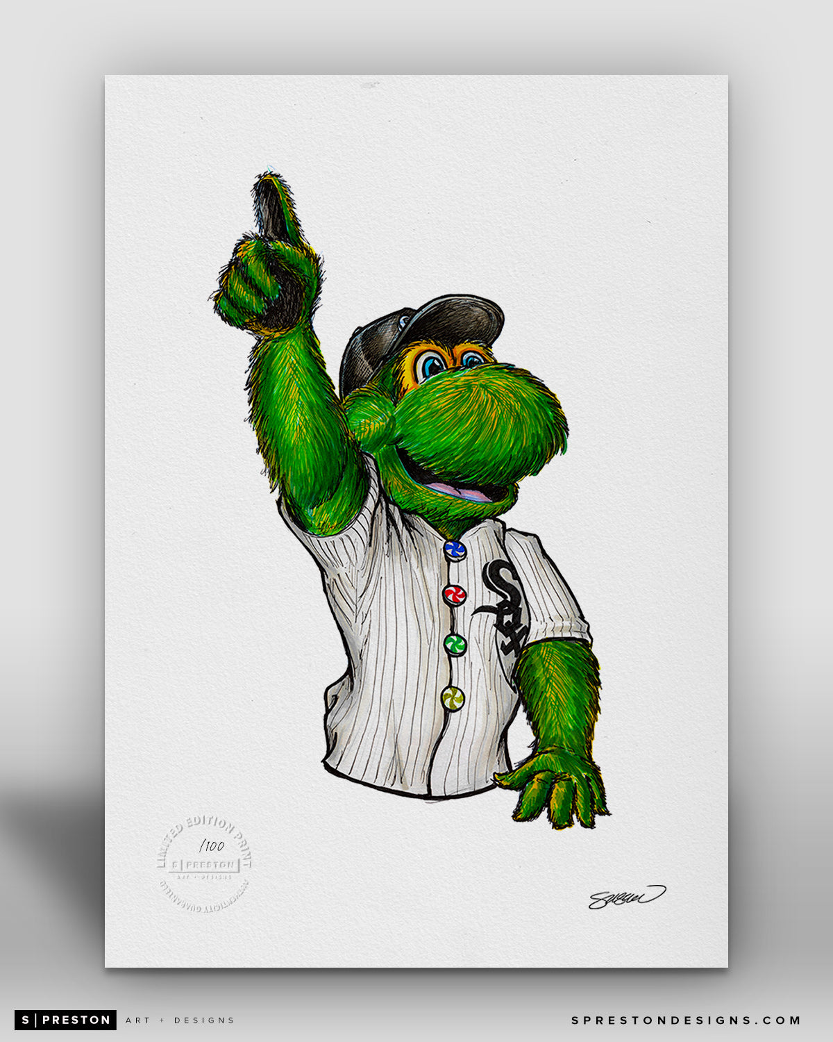 Southpaw - Chicago White Sox Mascot Ink Sketch Print