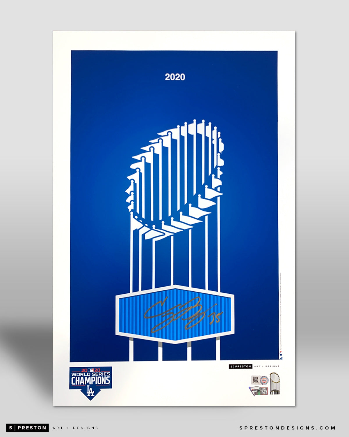 Minimalist World Series 2020 Poster Print - Cody Bellinger Signed - MLB Authenticated
