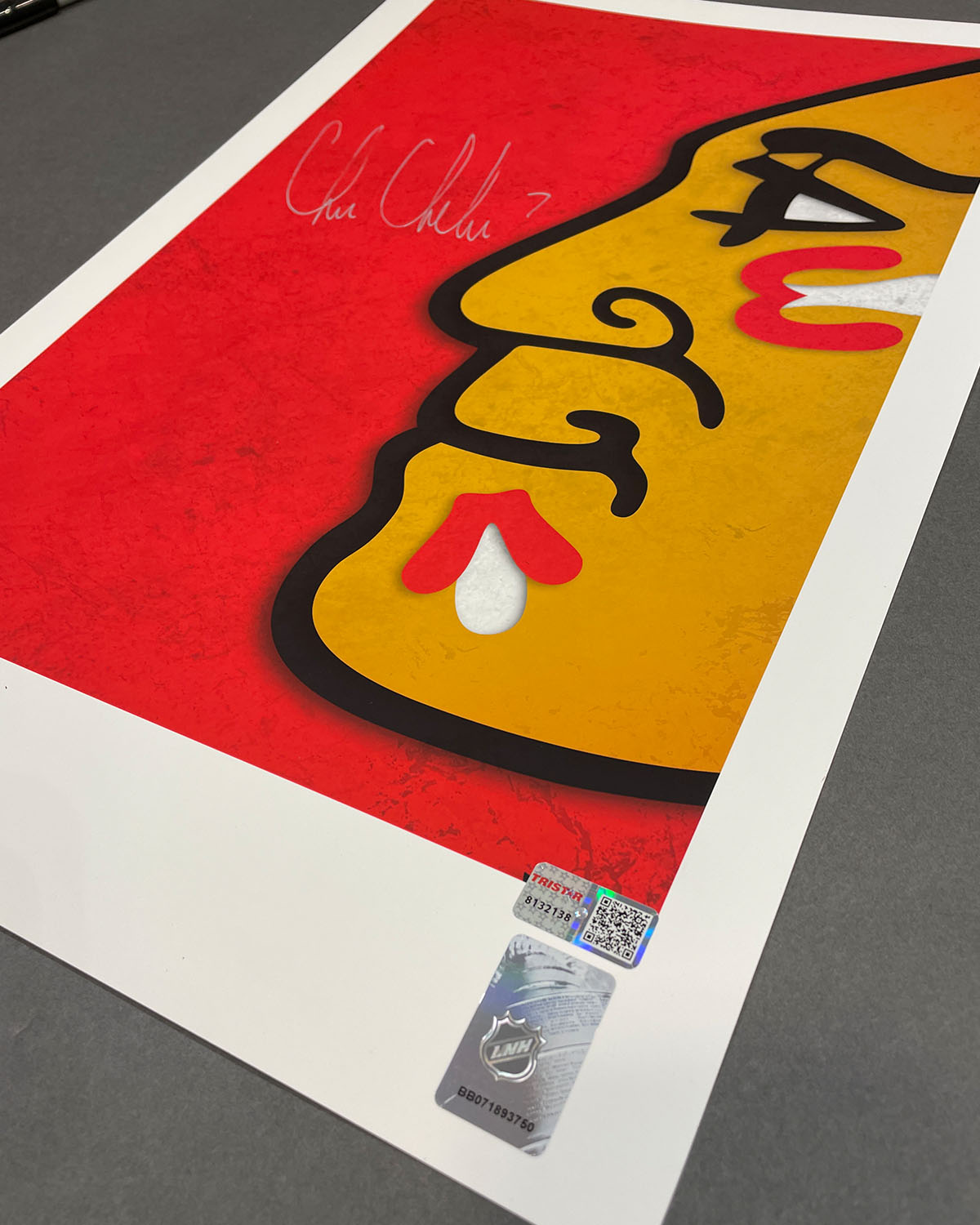 Minimalist Blackhawks Logo - Chris Chelios Autographed - Poster Print - Authenticated