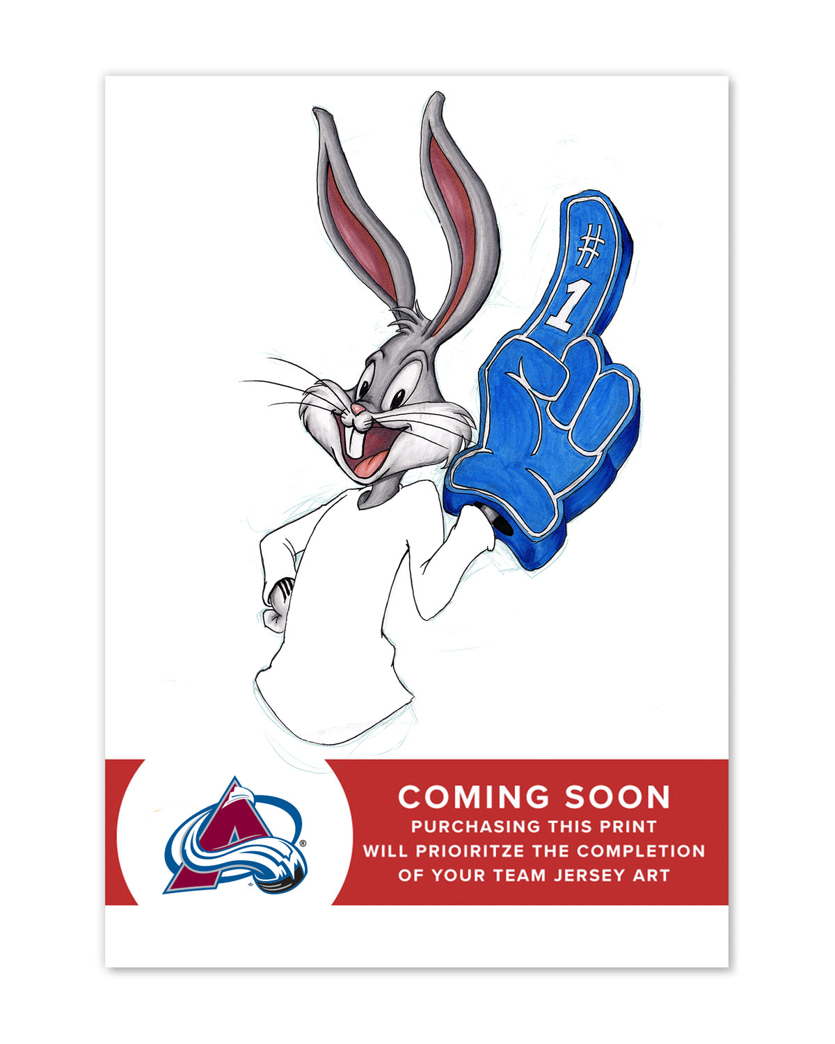 Rabbit Hockey Fan x NHL Avalanche Bugs Bunny Limited Edition Fine Art Print