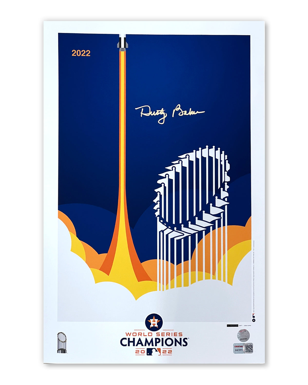 Minimalist World Series 2022 - Dusty Baker Autographed - Poster Print - Authenticated