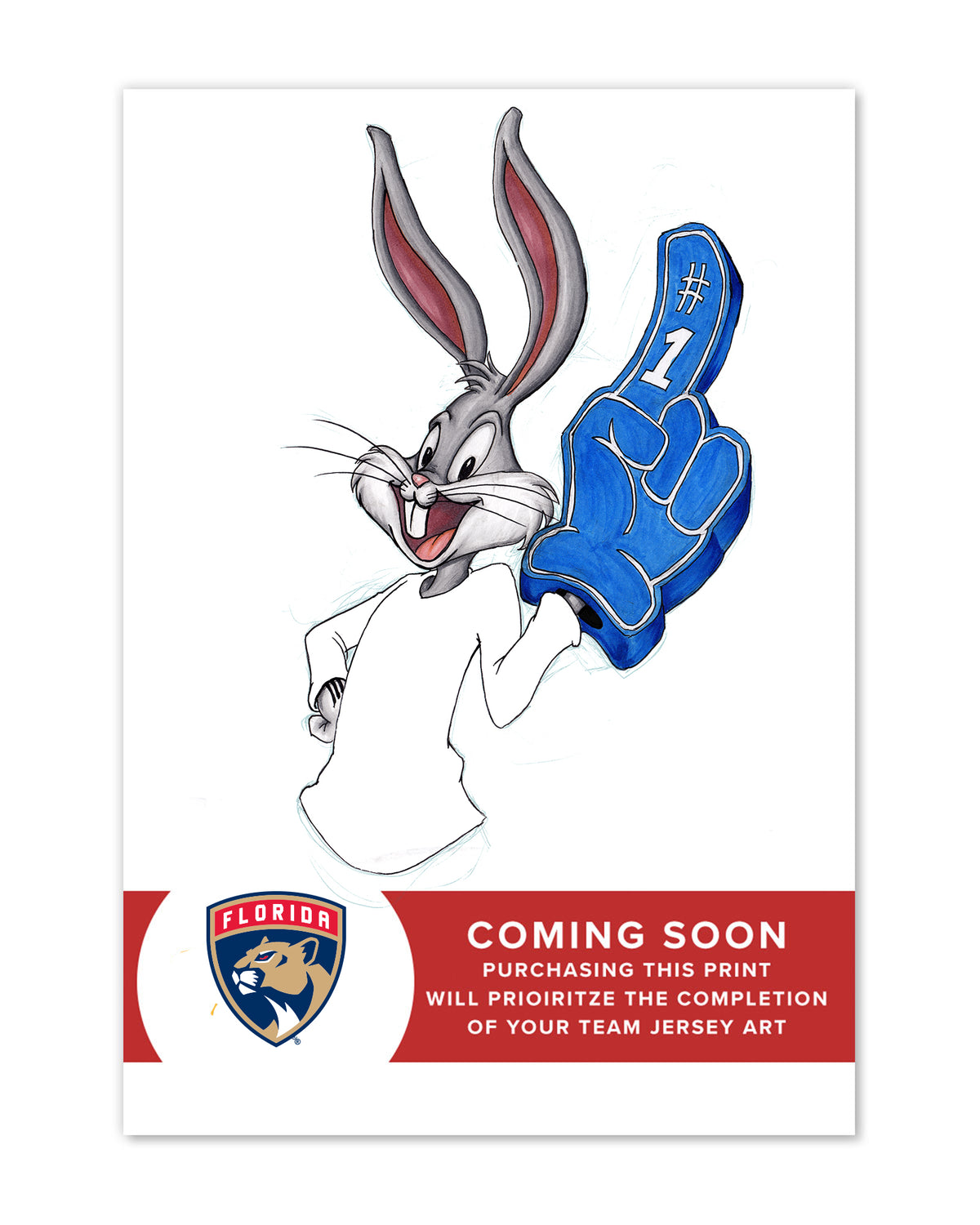 Rabbit Hockey Fan x NHL Panthers Bugs Bunny Limited Edition Fine Art Print