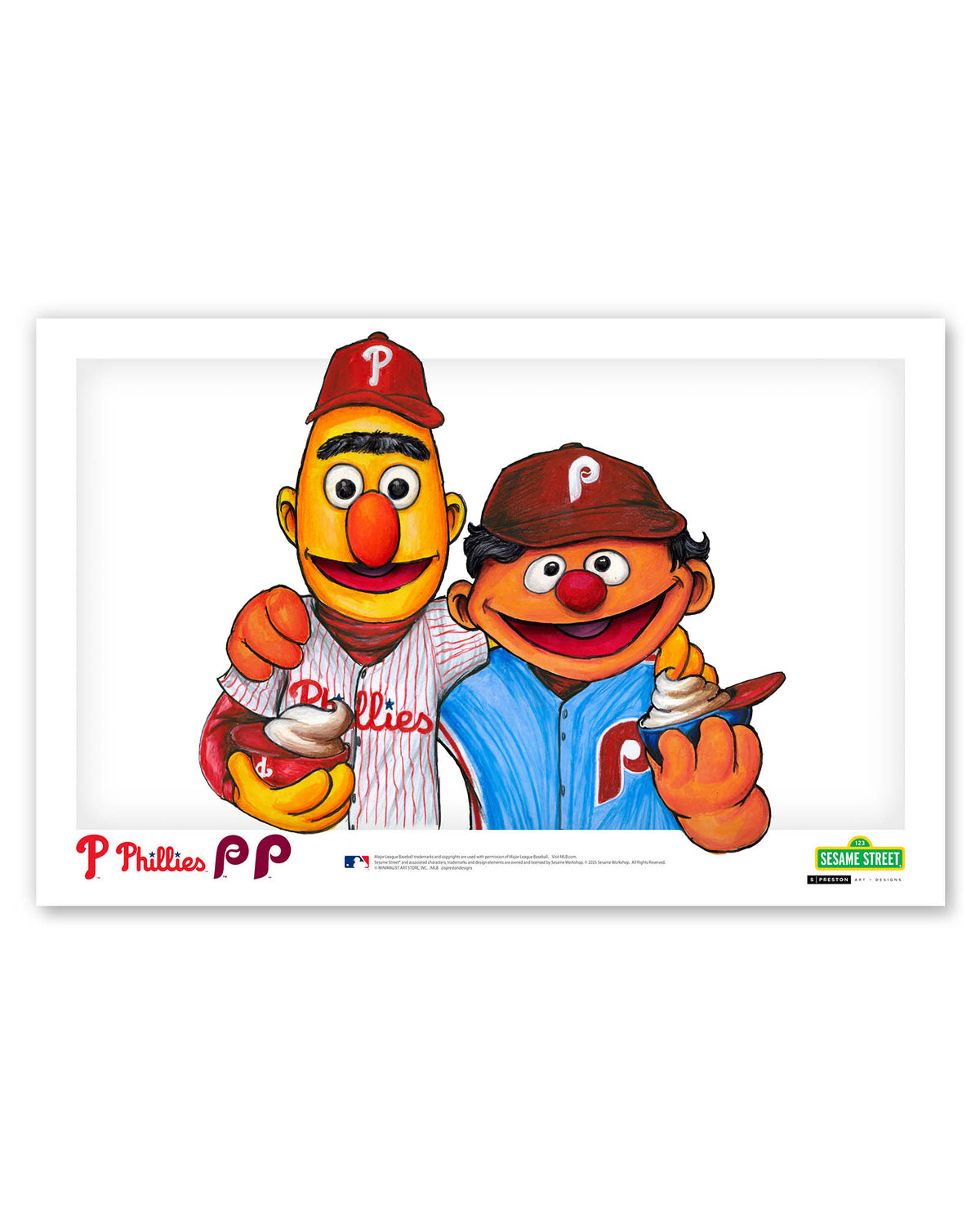 Bert and Ernie x MLB Phillies Limited Edition Fine Art Print