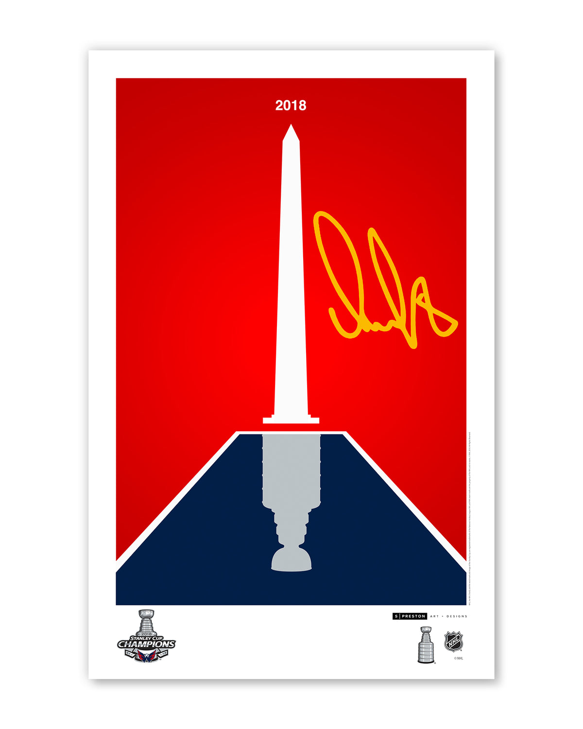 Minimalist 2018 Stanley Cup Poster Print - Alex Ovechkin Autographed  - Authenticated