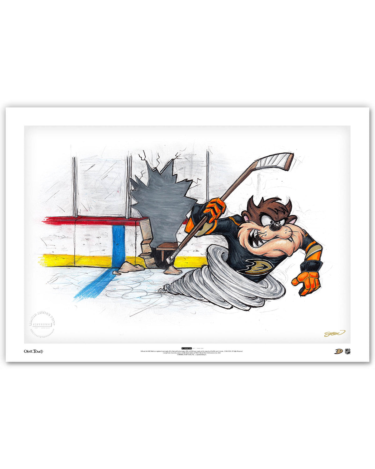Tazmanian Line Change x NHL Ducks Tazmanian Devil Limited Edition Fine Art Print