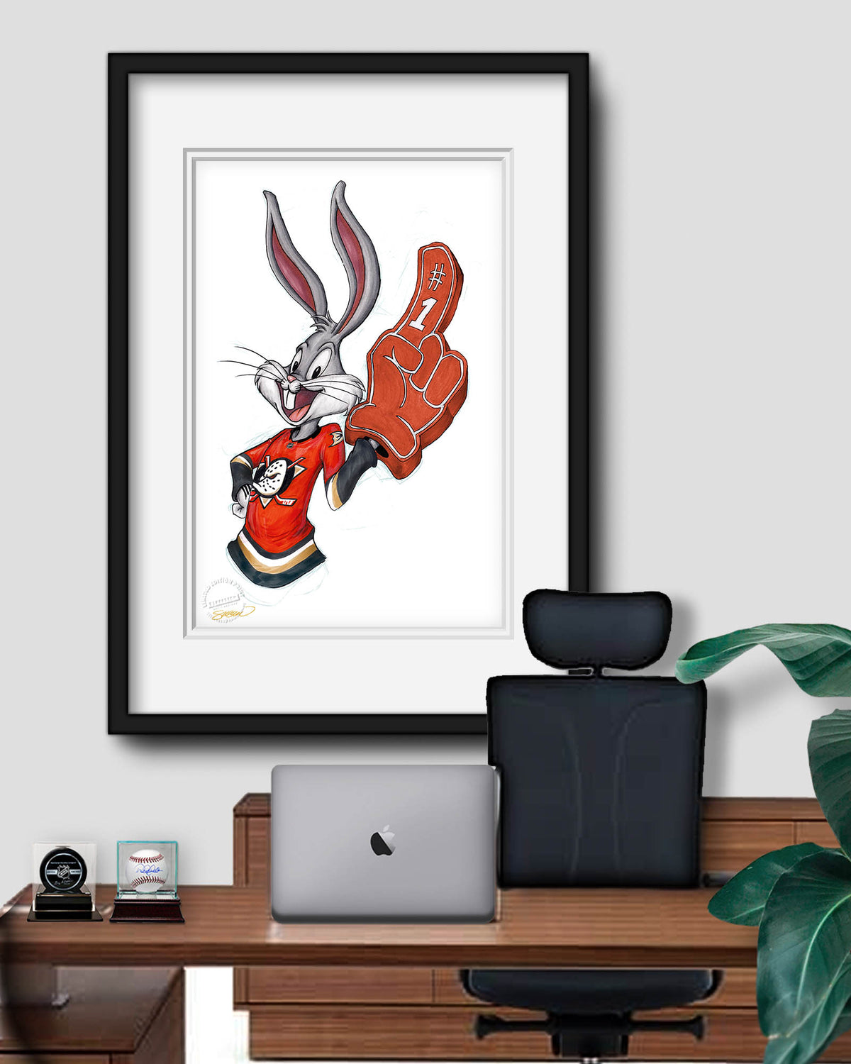 Rabbit Hockey Fan x NHL Ducks Bugs Bunny Limited Edition Fine Art Print