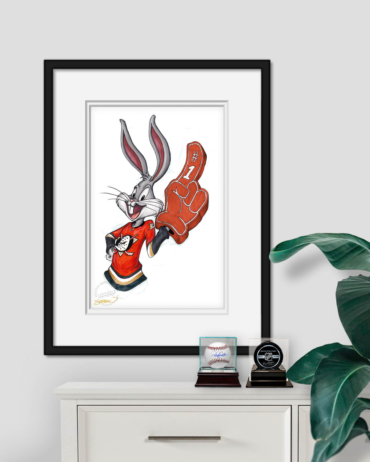 Rabbit Hockey Fan x NHL Ducks Bugs Bunny Limited Edition Fine Art Print