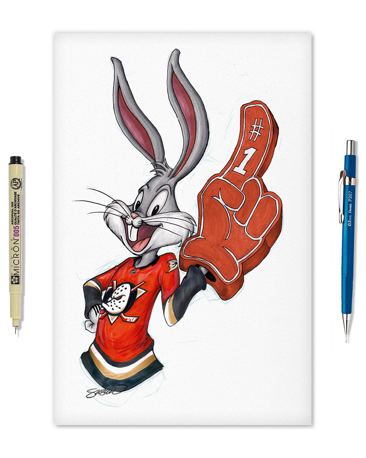 Rabbit Hockey Fan x NHL Ducks Bugs Bunny Limited Edition Fine Art Print