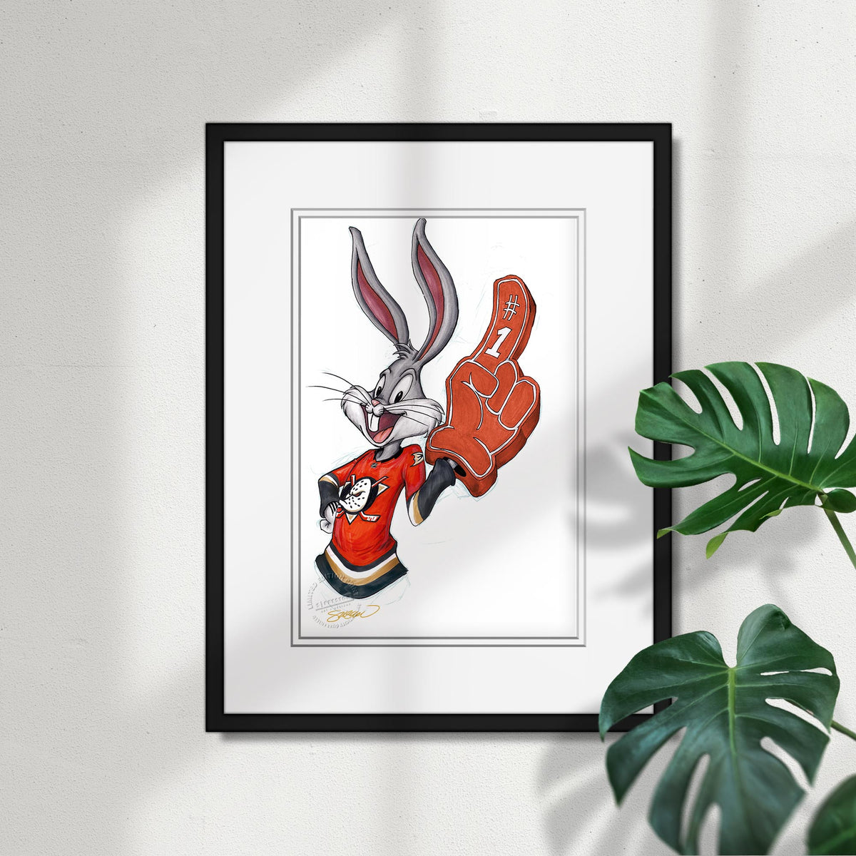 Rabbit Hockey Fan x NHL Ducks Bugs Bunny Limited Edition Fine Art Print