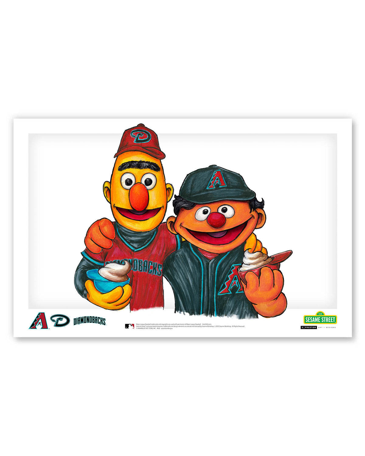 Bert and Ernie x MLB Diamondbacks Limited Edition Fine Art Print