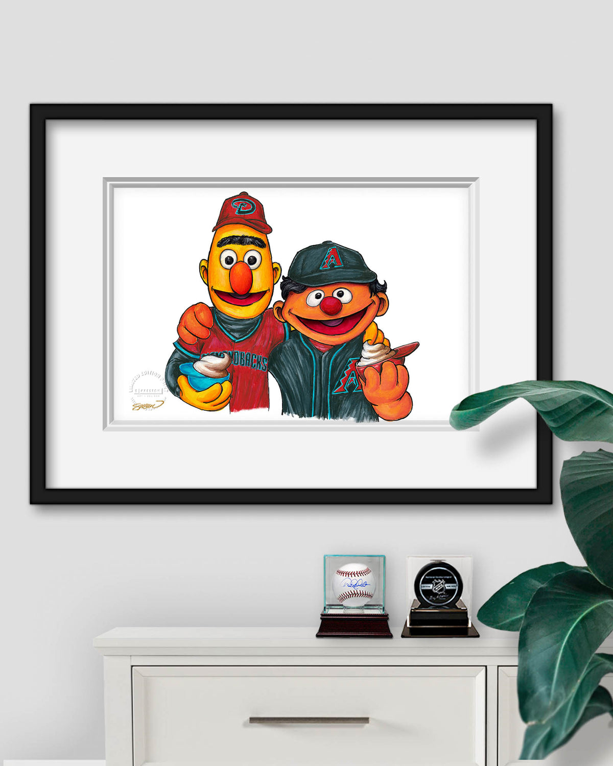 Bert and Ernie x MLB Diamondbacks Limited Edition Fine Art Print