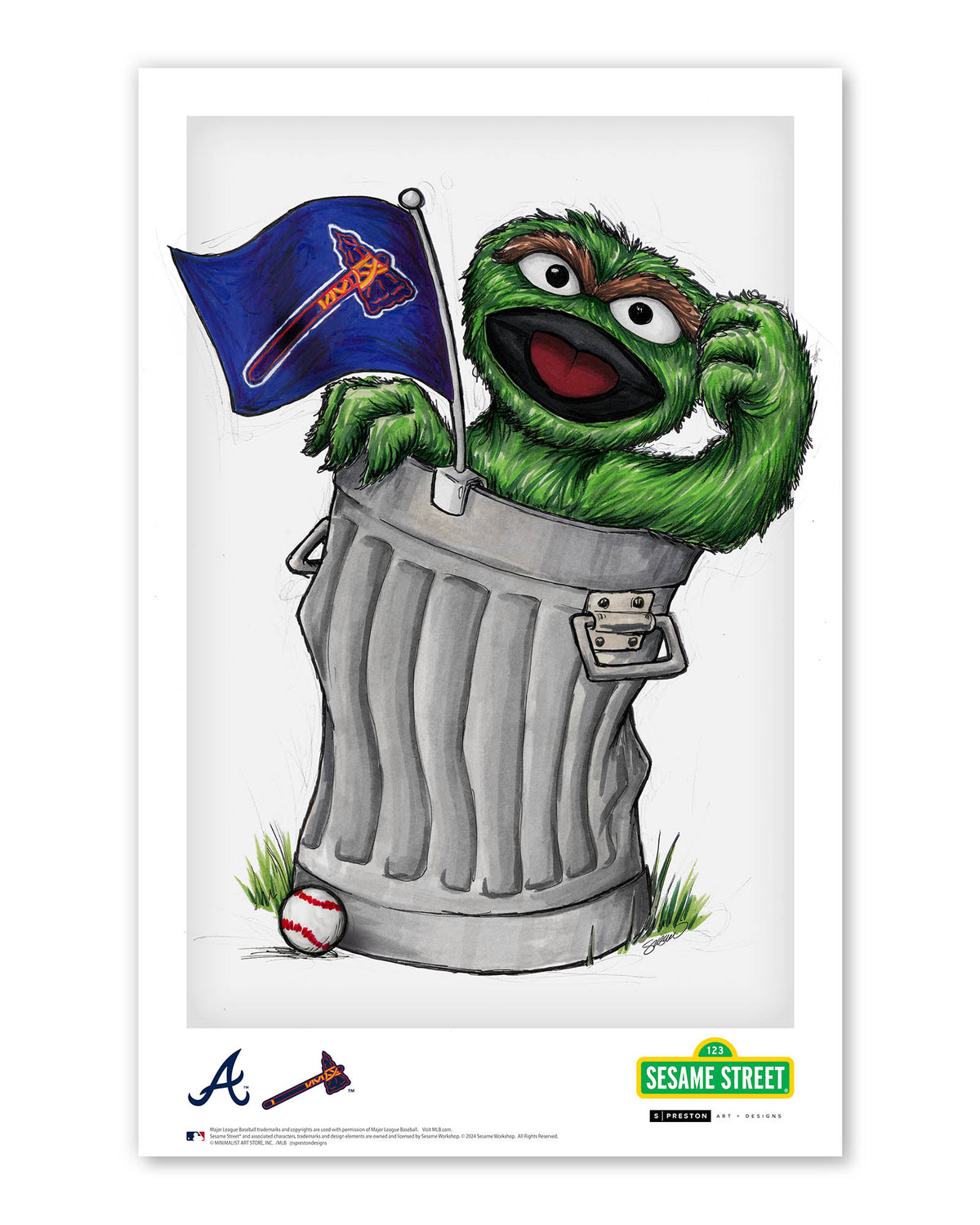 Oscar the Grouch x MLB Braves Poster Print