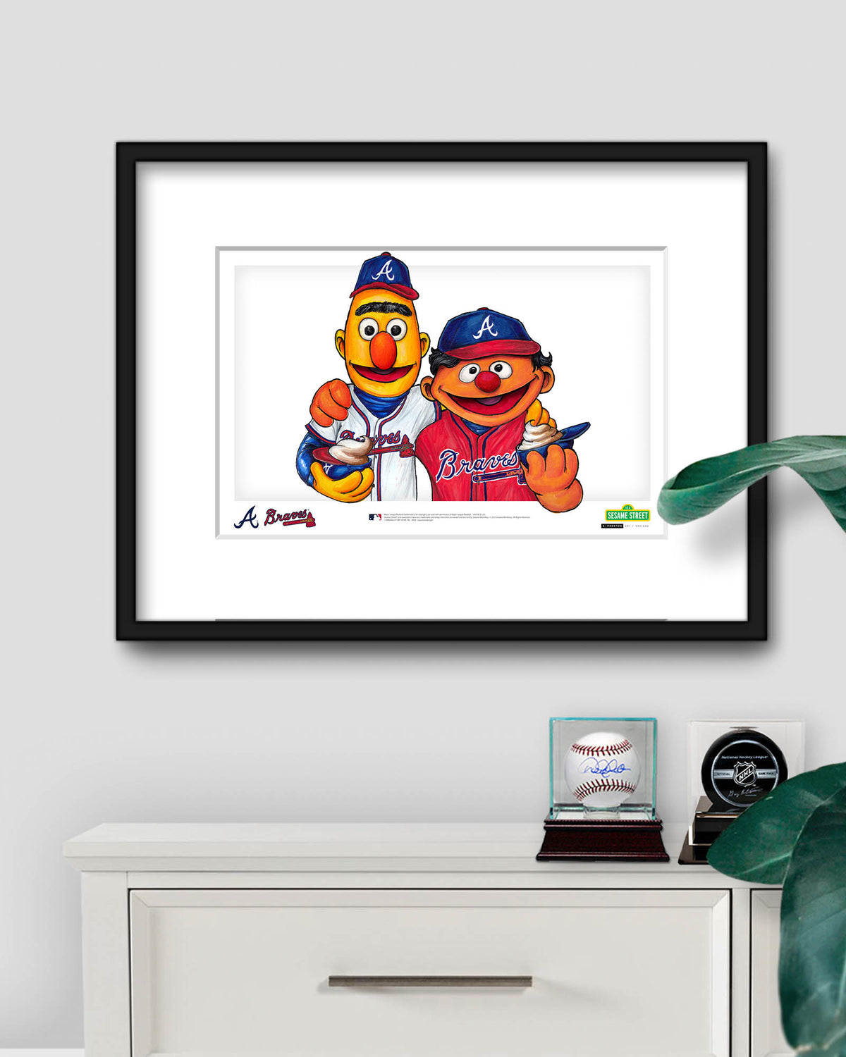 Bert and Ernie x MLB Braves Limited Edition Fine Art Print