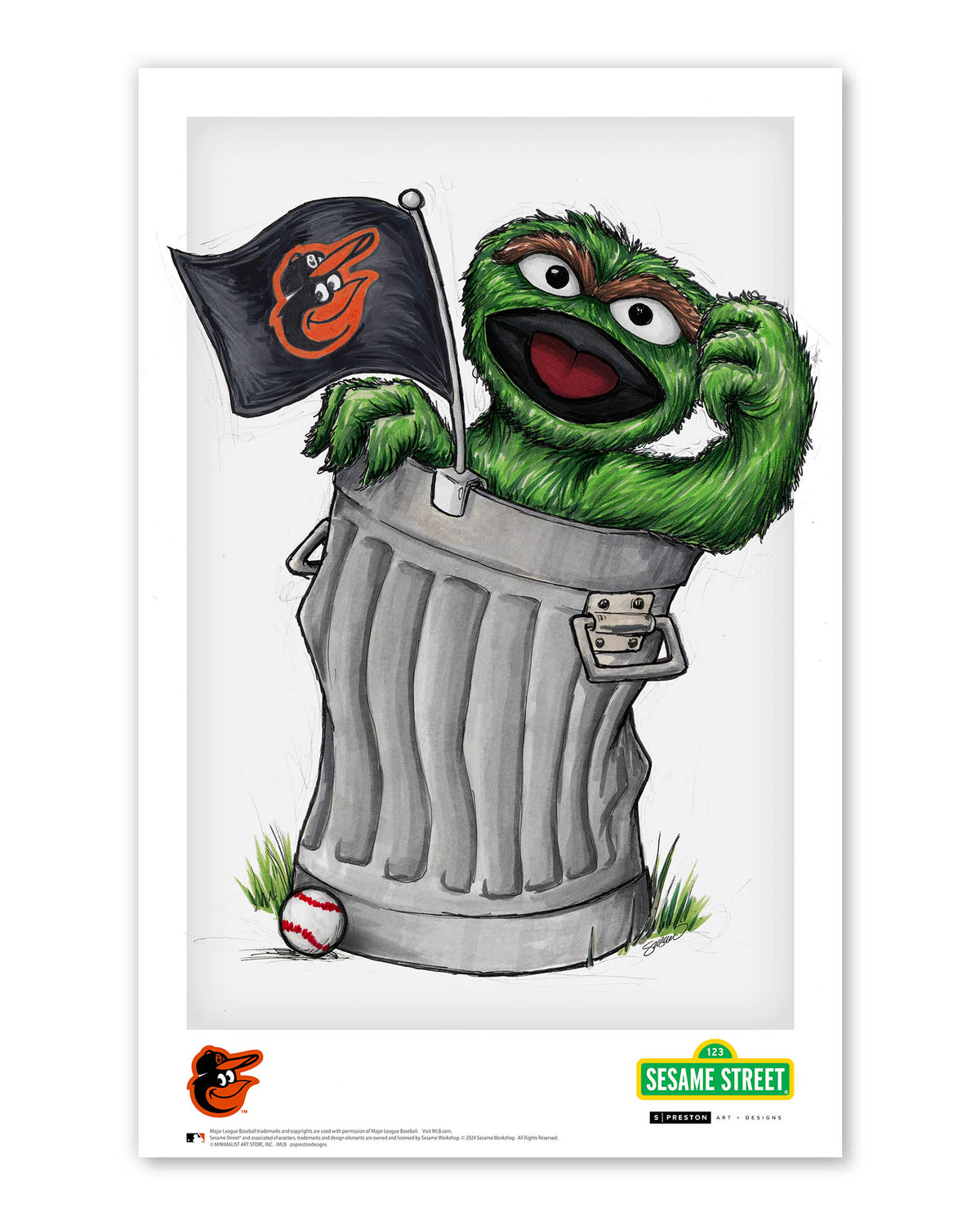 Oscar the Grouch x MLB Orioles Poster Print