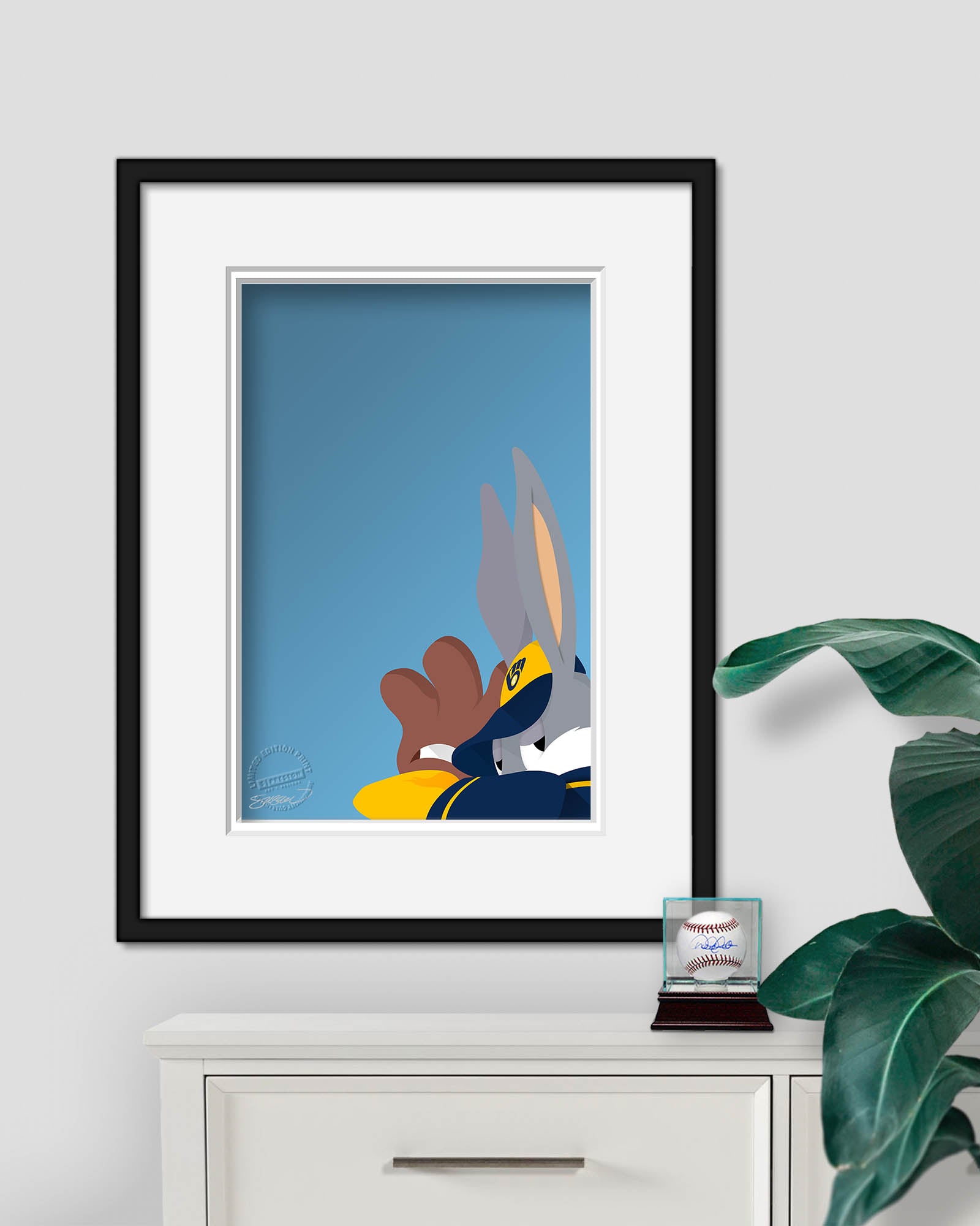 St. Louis Cardinals Bubblegum Bugs Minimalist Looney Tunes Collection 14 x  20 Fine Art Print by artist S. Preston - Ltd Ed of 100